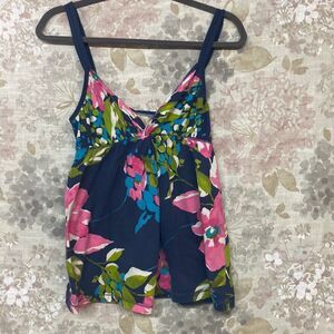 Hollister Dark Blue and Floral Tank Top